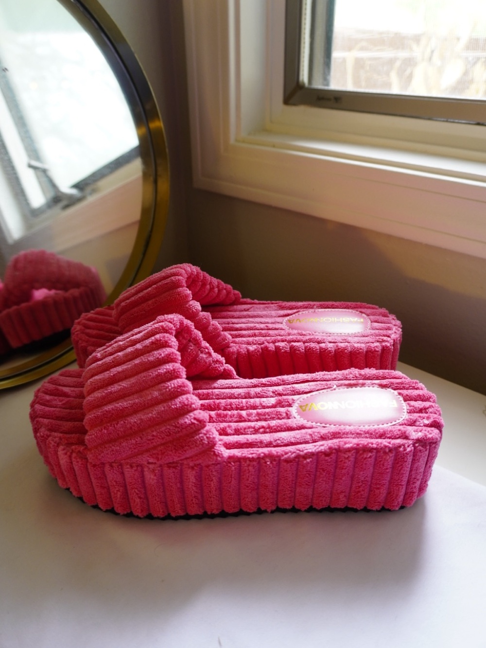 Pink Platform Slide Sandals